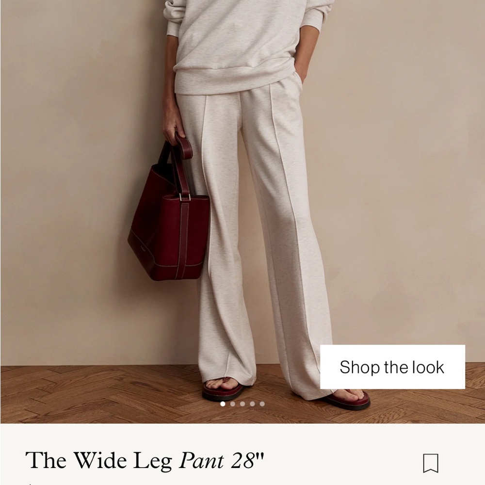 Varley doublesoft 28" wide leg pants in Ivory Marl